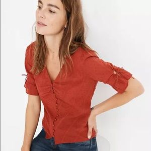Madewell Daylight Tie-Sleeve Top in Swiss Dot